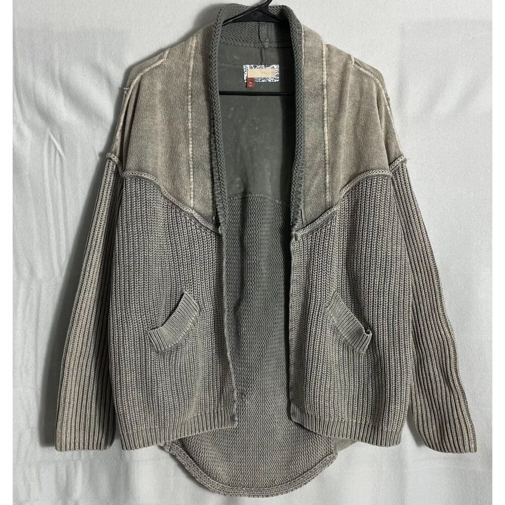 Anthropologie Taupe Gray Open-Front Knit Cardigan
